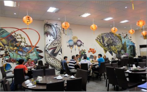 绍兴海鲜餐厅墙体彩绘